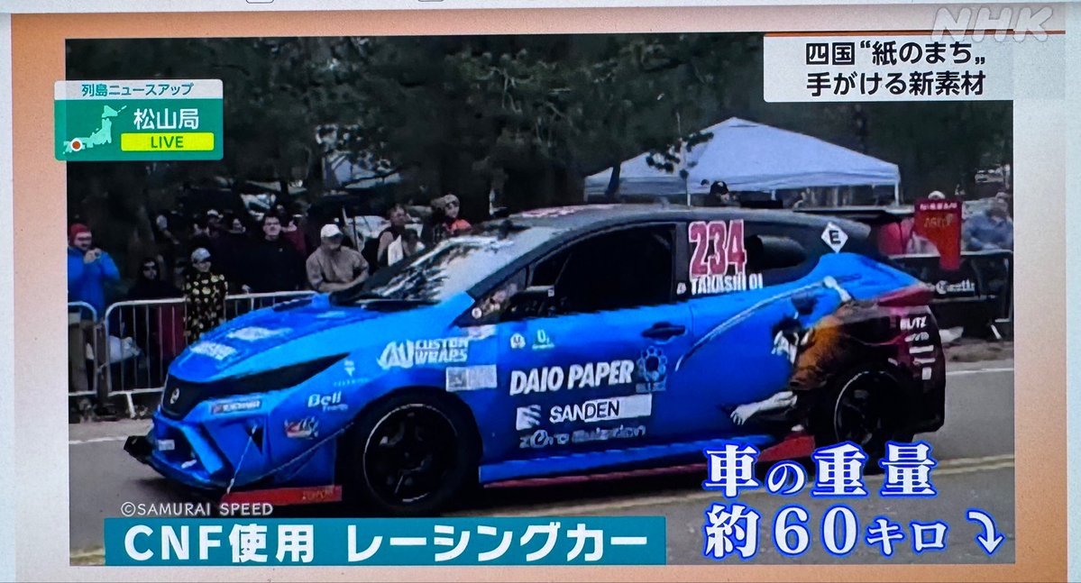 SamuraiSpeed_j's tweet photo. 渡米中にHNK列島ニュースで過去のパイクス参戦の模様がオンエアされたようです。我々のパイクスピークチャレンジが少しでも社会貢献に繋がればと思い日々邁進しています。 https://t.co/n8yuF7QIhl