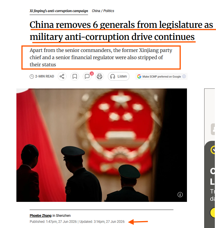 TheDebriefing17's tweet photo. 🤔TIMELINES, PATTERNS, THE CHINA PURGE & WHEN DOES IT BECOME MATHEMATICALLY IMPOSSIBLE TO IGNORE

👉China struck six generals from its legislature Friday night every theater command at once.
👉Russia: FSB detentions, Dagestan asset seizures.
👉Saudi Arabia: 160 officials, 97 detained.
👉India: ED hawala raids, Mundra Port to Afghanistan.
👉U.S.: Bolton Espionage Act plea, OFAC across five theaters, Huione seizure.

Five sovereign powers. Five separate enforcement systems. One 72-hour window. Zero opposing moves between them.

Different methods. 
Same network class. 
Same calendar.

Nobody's running this from a central command. 
That's what makes it worth watching.

I am the guy on the couch, and you have been debriefed.

@CouchGuy17 @Homeranger17 @drawandstrike