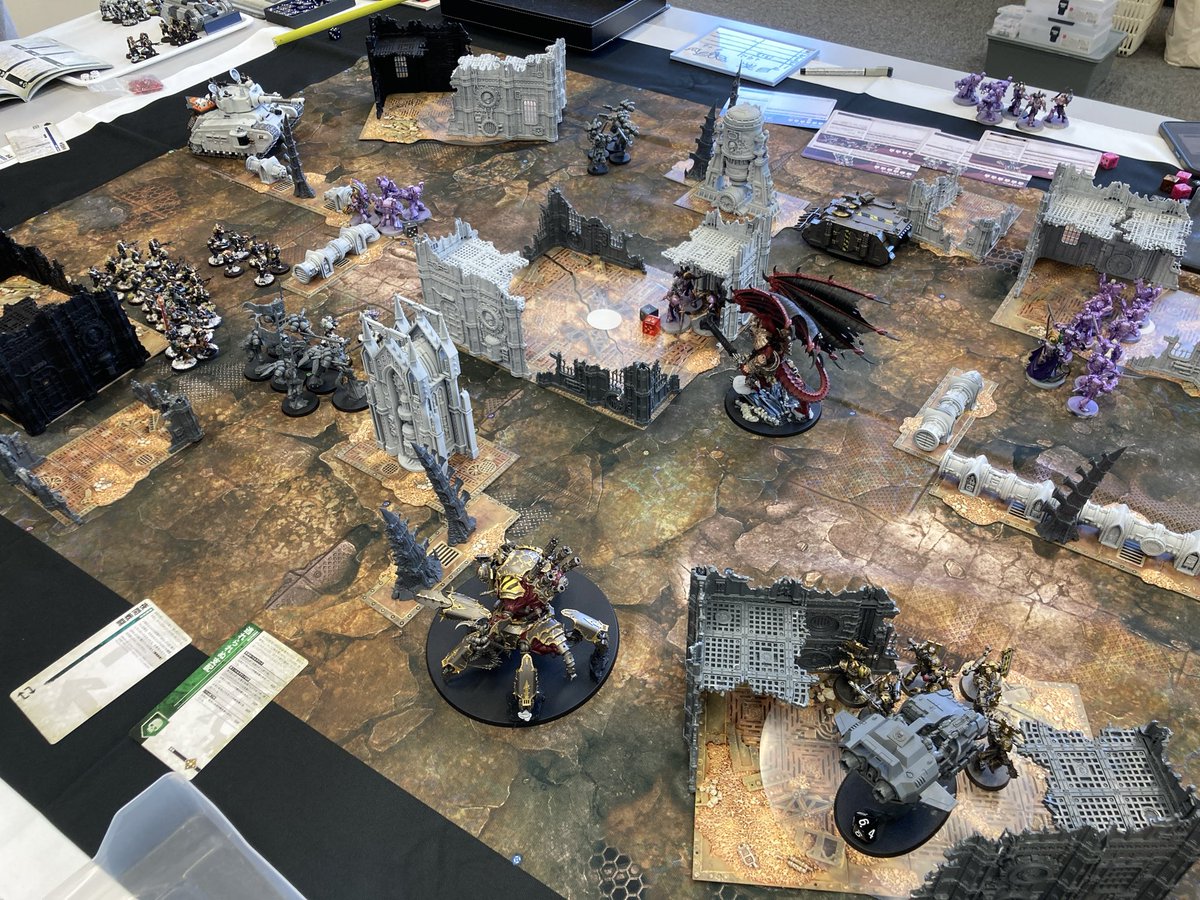 WHAkita_info's tweet photo. 本日のゲーム会は参加者14人で、40kが1卓、AoSが2卓、アンダーワールドやキルチームが遊ばれました。
参加してくださった皆さん、ありがとうございました！

11版リリース後初のゲーム会だったので、40kはルールを読み合わせながらのゲームだった模様です。 https://t.co/dKyY6oudCY