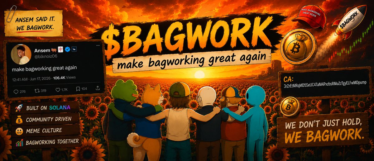 MajaaHamool's tweet photo. Bagworking rn and actually spent time studying $BAGWORK. 

Thesis: most plays are pure speculation with zero substance, but $BAGWORK is trying to bring back the culture where real effort and grind get rewarded again. Make bagworking great again. https://t.co/Fq7sIHpRNo