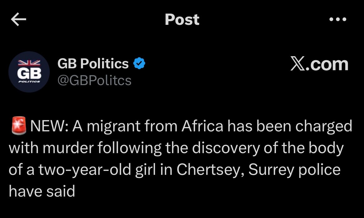 orm0nde's tweet photo. In Britain over the past 24 hours:

Migrant charged with rape and murder of a 2yo girl.

Migrant charged after stabbing people in Brighton.

Police open investigation after 16yo girl was raped in Scotland.

Somalian arrested after trying to kill people with his car in London. https://t.co/gUtgBxatuE