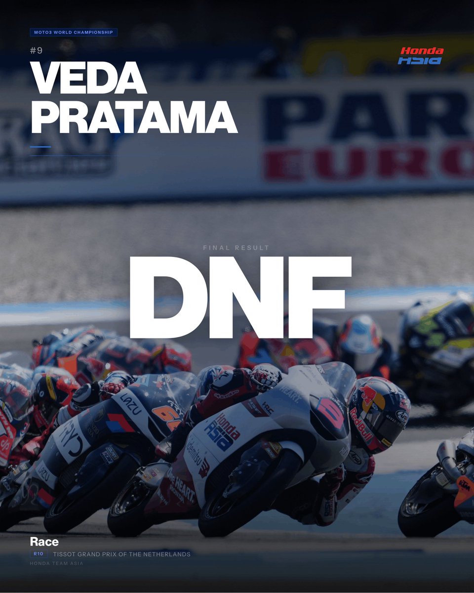 honda_team_asia's tweet photo. 🏁 DNF - Veda Pratama 🇮🇩 Final Result #DutchGP🇳🇱

#Moto3 https://t.co/3RVnOiow0Q