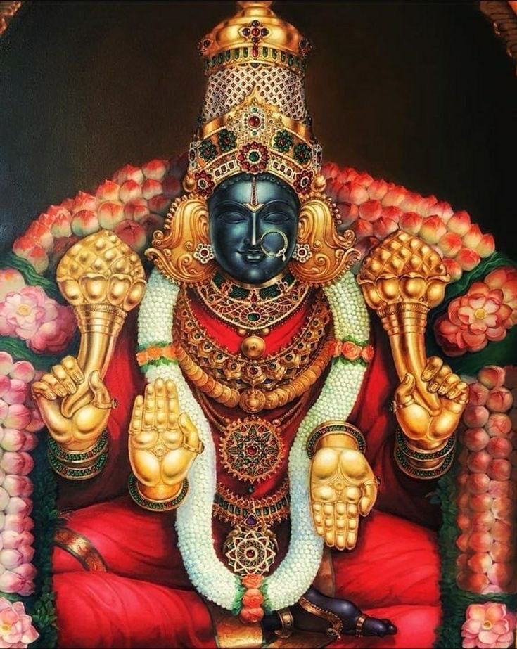 AnuSatheesh5's tweet photo. Alarmelmangai 🙏

Mahalakshmi emerged on the golden lotus at Padmasarovaram, Tiruchanur, thus called Alarmelmangai. Alar means lotus, mel means on top of &amp; mangai is woman https://t.co/TfcxVwQaoQ