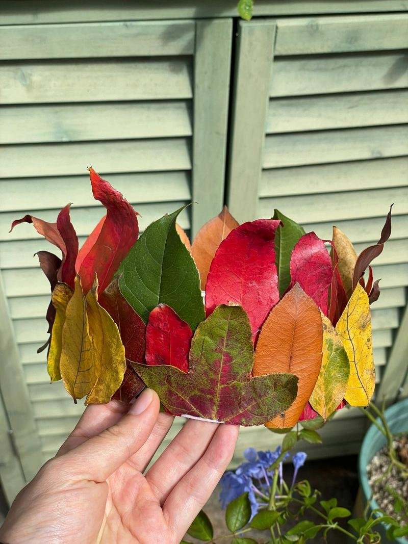 reTarakoroRippe's tweet photo. [ DIY leaf crown with your kid this fall! This 10-minute craft is so fun—we laughed, raced to find the prettiest leaves, and now they’re wearing their crowns like tiny kings u0026 queens.  #ParentKidFun #FallActivity]， https://t.co/dEYhIkgCeq