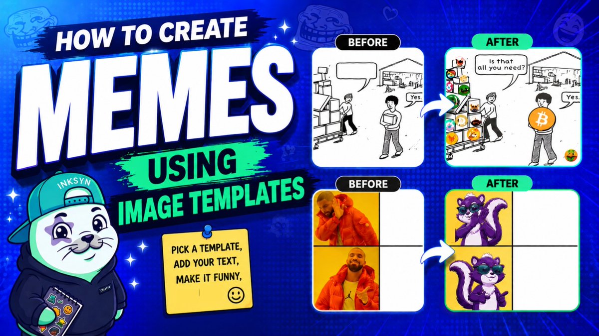 wmiosd's tweet photo. how to create memes for meme contests using image templates

now this one requires a level of creativity

- dyor on the project to understand the lore or narrative
- draft your meme text
- go to: https://t.co/Yl6WaLKyUu or any meme generator app
- choose an image template
- edit the text to match what you already drafted
- save the image

when using templates, the funnier the better

so when working with templates, try to make the meme funny, relatable, and easy to understand.

if you have no ideas on what text to write, ai can always help brainstorm meme ideas. you can also search for "crypto memes" on pinterest for inspo.

another idea is to insert the project's mascot into an existing meme template to make it feel more native to the project.

guide for doing that in the comments 🦭