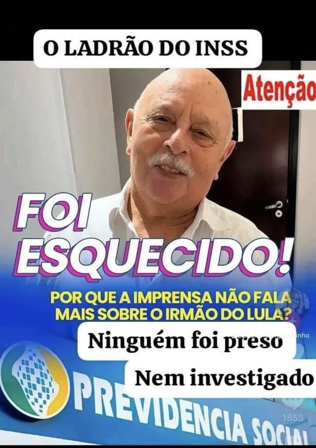 NeySilv36729893's tweet photo. O Irmão do Lula, o Rei do INSS, caiu no esquecimento. https://t.co/abFetfPcGA