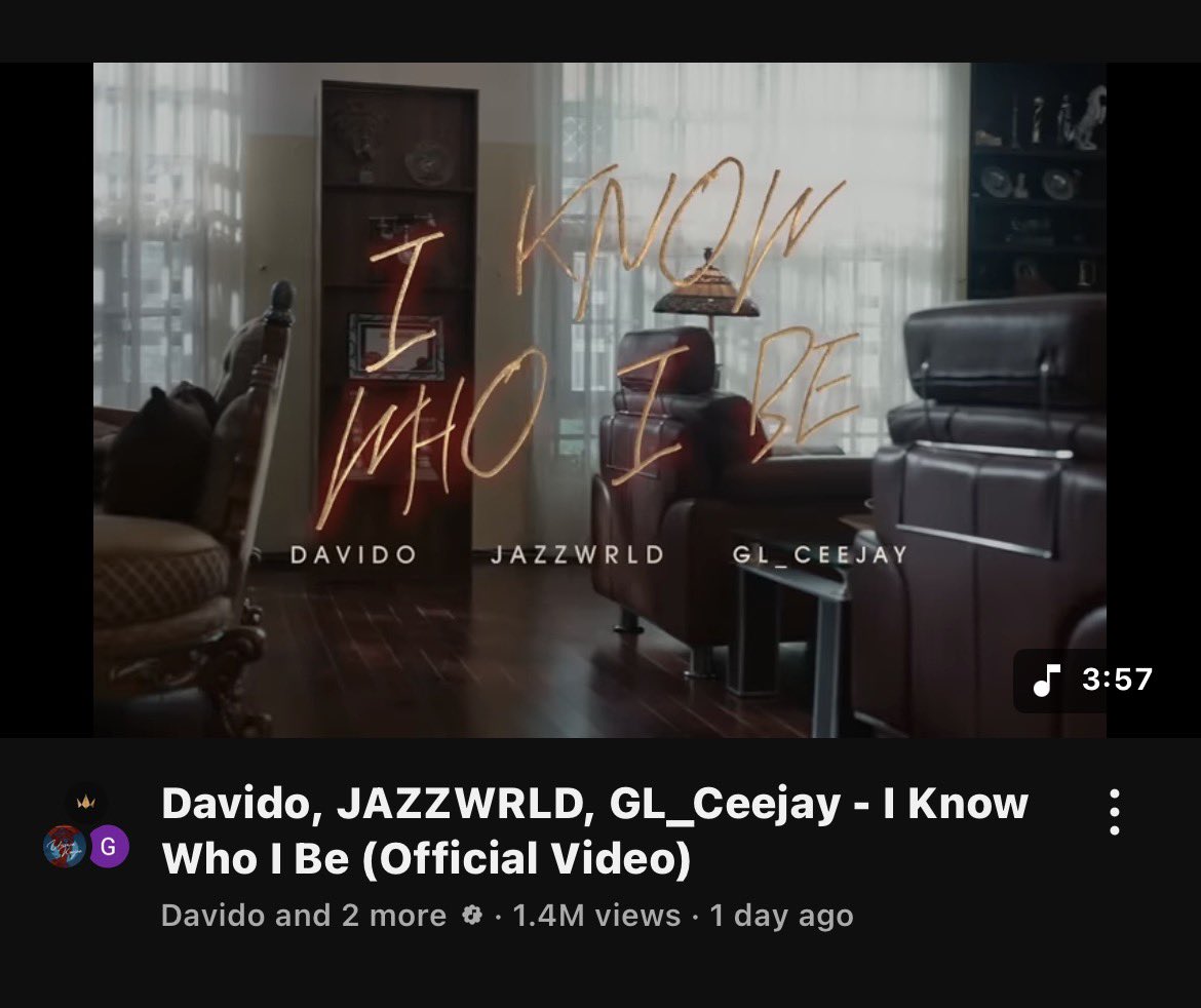 free2he's tweet photo. 🚨 @davido’s “I Know Who I Be” w/ @Jazzwrld1 &amp; @GL_Ceejay breaks the record for the biggest YouTube debut by any African song in 2026.👏🏾 https://t.co/J0oFASn1zE