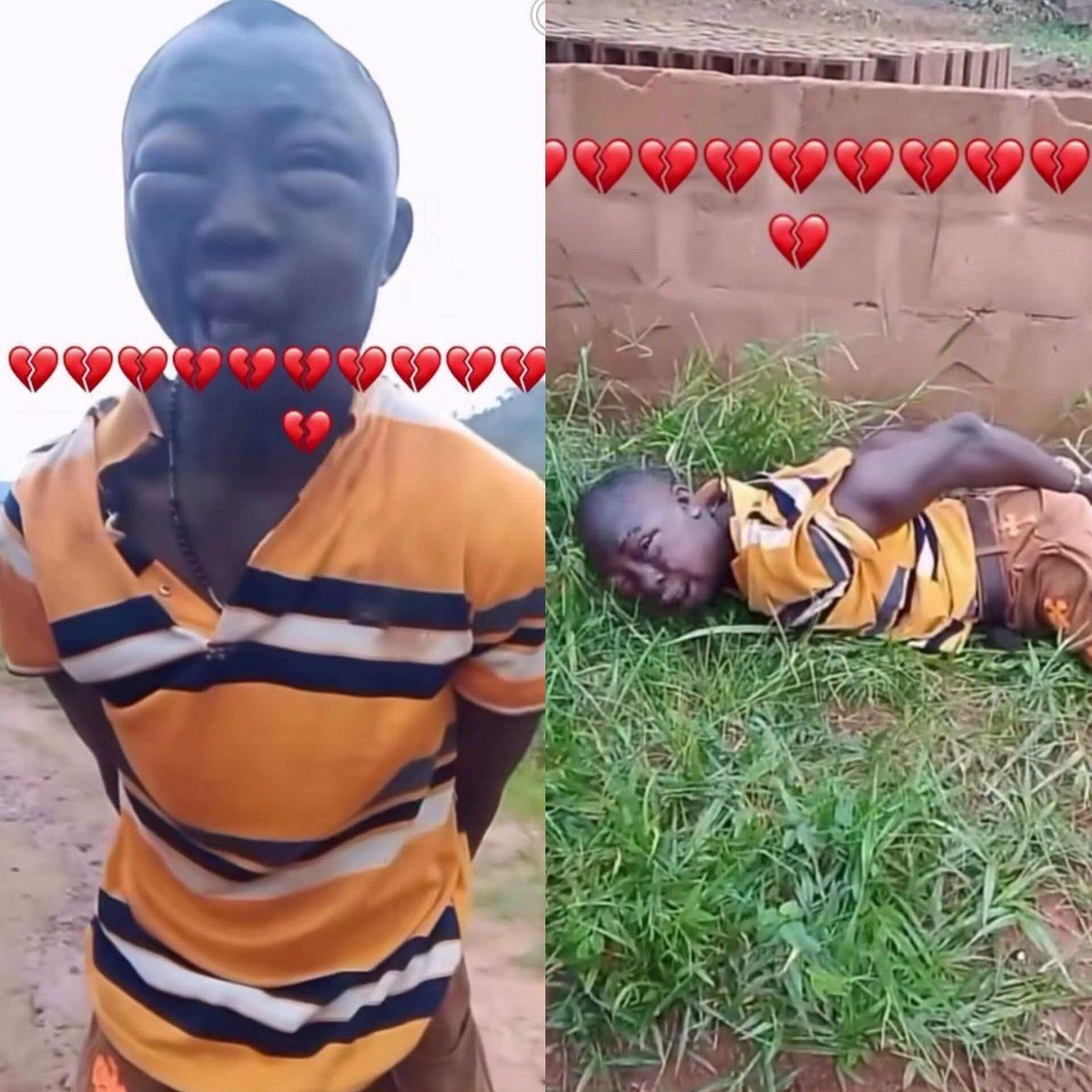 kenkenlewu's tweet photo. I watched the jungle justice video involving Agara, and it was horrifying 😢😭😭💔Agara was not even the one who took the money.

That woman should be arrested..

Agara say this same woman had accused him before over a missing phone, and that accusation later turned out to be false.

This man was tortured like an animal because of ₦2 million.

A woman accused him of stealing, and without proper investigation, men immediately descended on him.

They handcuffed him.
Beat him mercilessly.
Tortured him until his face became swollen beyond recognition.

Watching him cry and still say, “I did not take the money… show me the CCTV,” broke me.

The most painful part? After torturing Agara like that, they later checked the CCTV properly and discovered he was innocent.

Agara did not steal the money.

Just imagine if help didn’t come on time.

An innocent man would have died for nothing.

This is scary.