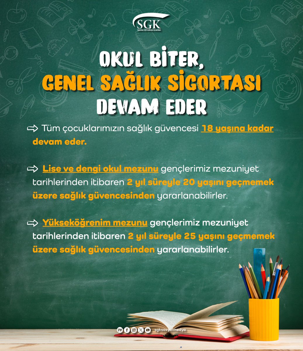 CoskunBILGIN's tweet photo. 🎒 Okul biter, Genel Sağlık Sigortası devam eder! https://t.co/k5hkT39cEJ