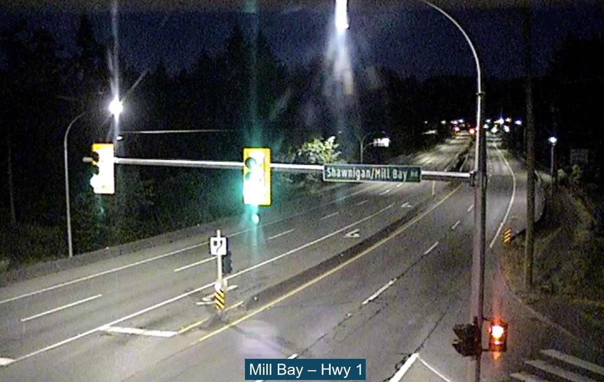 DriveBC's tweet photo. 🛣️ A Look Around #BC.
#MillBayBC #BCHwy1 #VanIsle
Current conditions as of 4:17am Sunday 28 June 2026: partly cloudy and 13 degrees.
Today's forecast: showers are possible this morning then a mix of sun and cloud and windy with a high of 17 degrees.
https://t.co/MNovn5LekK https://t.co/QDtnR75uc3