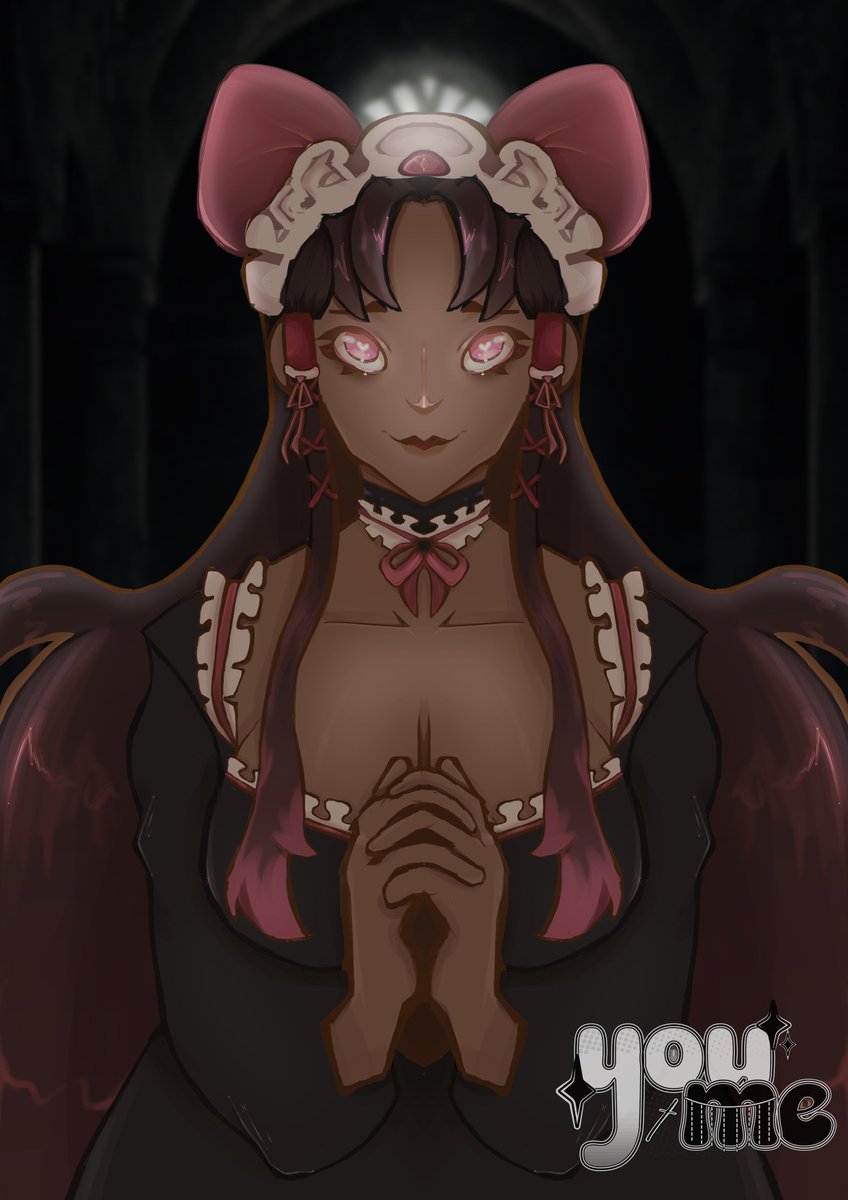 konton_korume's tweet photo. Praying oc hehe~ 
I'm posting some of the old art from our portfolio. I was able to find the line art, so I wanted to share the process ^^

Line art:@FaelynBlank
colour + render: @berruiem 

#OC #collaboration #art #originalcharacter #collab #artcollab #fyp #process https://t.co/CnpICqufqQ