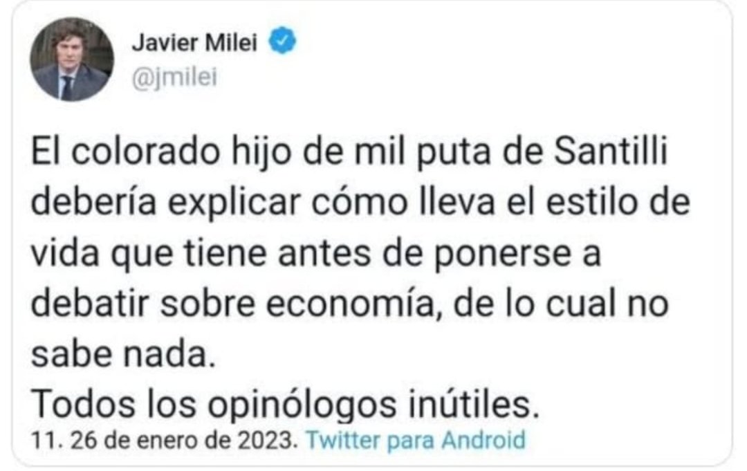 godzzillamdq's tweet photo. @HoracioCabak Lo bueno de todo esto es que sale Adorni y entra el colorado HDMP de Santilli. No lo digo yo, lo dice el Presidente. Aclaro por las dudas. https://t.co/fuHu378KeO