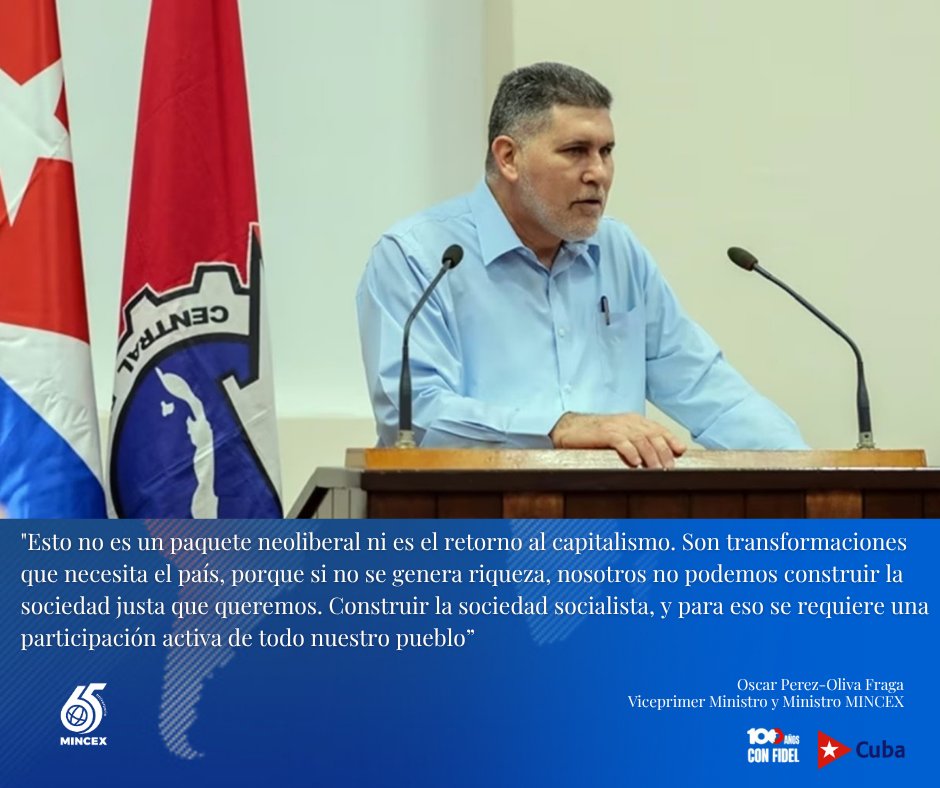 BetsyDazVelzqu2's tweet photo. El vice primer ministro y ministro de Comercio Exterior y la Inversión Extranjera, 
@polivaoscar, presentó a los delegados al 22 Congreso de la Central de Trabajadores de Cuba una actualización del Programa Económico y Social del Gobierno 2026, así como las 176 medidas aprobadas. https://t.co/VdEahfAPuP