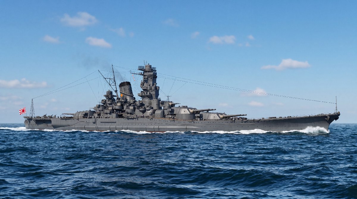 ch_roppa's tweet photo. 真大和　対米戦争を回避し大和も後世に存在し、時代と共に次世代大和が造られていくという設定(再投稿)
最初は1942年の2代大和の竣工
※ネットの大和の写真を元にAI生成でカラー化したものです。
#大和 #日本海軍 #自衛艦 #AI生成 https://t.co/PC1fzT7ROn