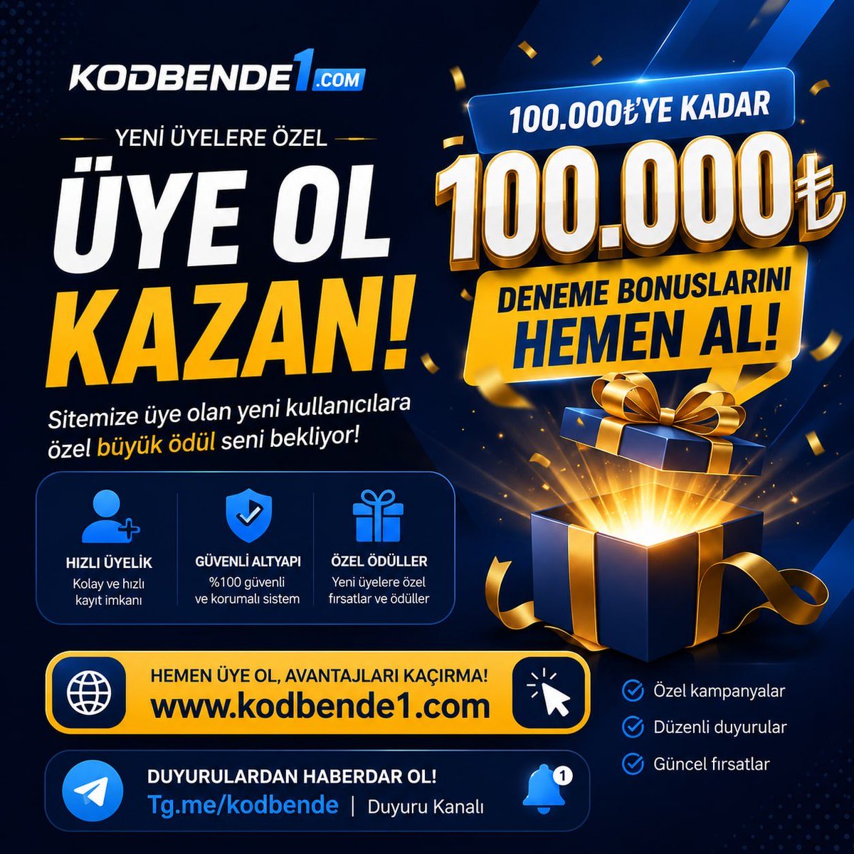 Gokcemurat63's tweet photo. 750.000₺’ye kadar deneme bonuslarını topladık sende hemen al!

En iyi ve en güvenilir deneme sitelerini kodbende’de bulabilirsiniz.

Giriş yap : https://t.co/jA2vBMWxRP

#100GaziKoşusu #denemebonusu https://t.co/8lAwkBqVSu