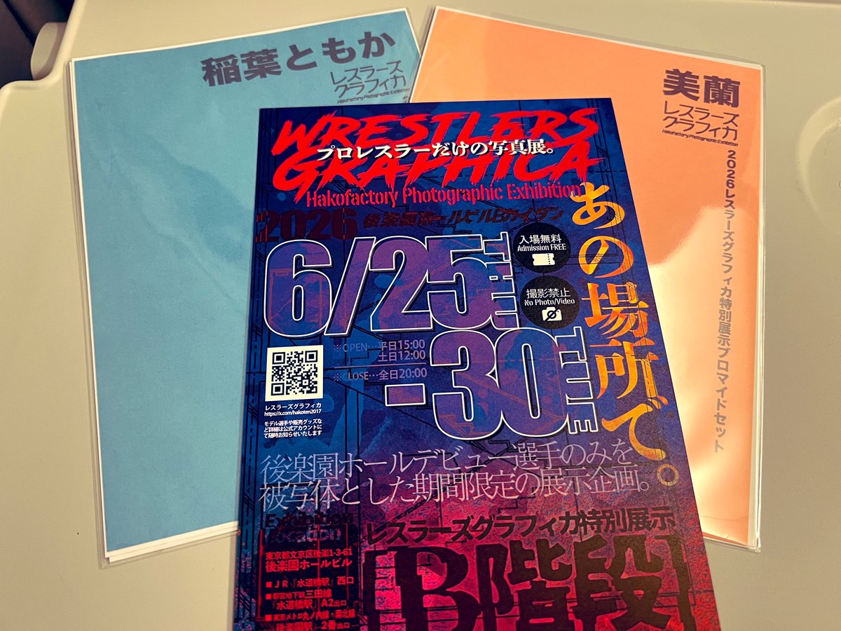 rinrinsky's tweet photo. ディアナ・アミスタ大会の後に後楽園ホールの #レスグラ 「B階段」展示を見てきました。あのいつもの階段がちゃんと展示空間になってた。売店ではハコさんが美蘭さんのかわいい撮影エピソードを教えてくださいました。あと、稲葉姉妹ファンの方は行く価値あると思います。 https://t.co/svFgDU4lcH