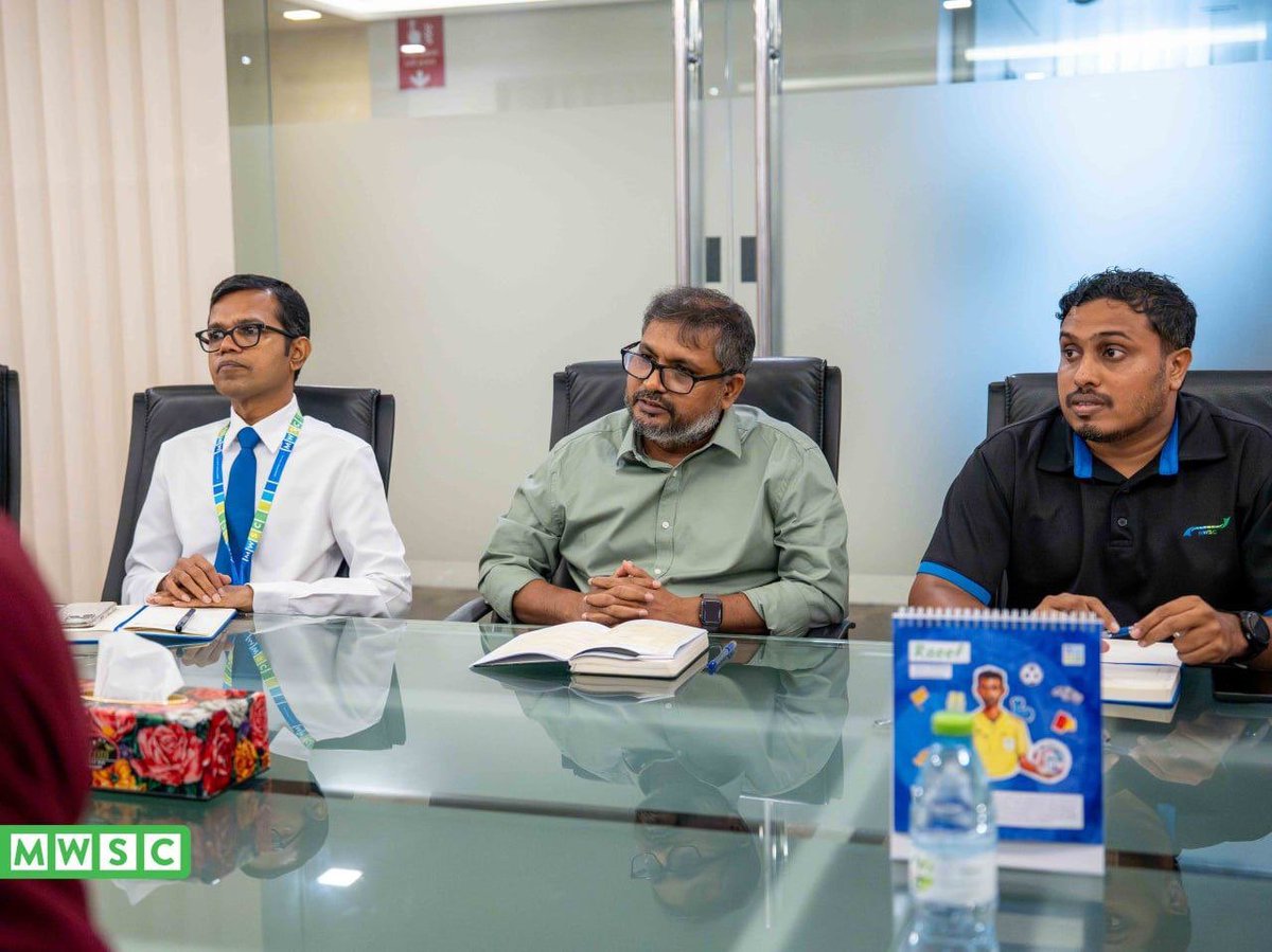 MWSC_Official's tweet photo. Managing Director and senior management team met with the Th.Dhiyamigili Council today to discuss the progress of the ongoing project on the island and explore ways to further improve water and sewerage services for the community.

Through continued collaboration with local councils, we remain committed to delivering reliable, sustainable services that meet the needs of communities across the Maldives.
#EkuveriMWSC #TeamMWSC