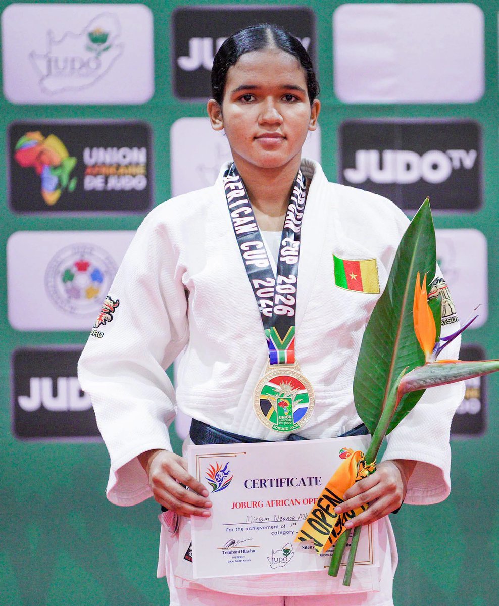 TheCameroonianZ's tweet photo. 2 médailles d’Or pour Nsame Mbongo Miriame (-52kg) à Johannesburg 🇨🇲🥇🥇

#Judo Junior African Cup, et la Cadet African Cup. https://t.co/EA32OIed4G