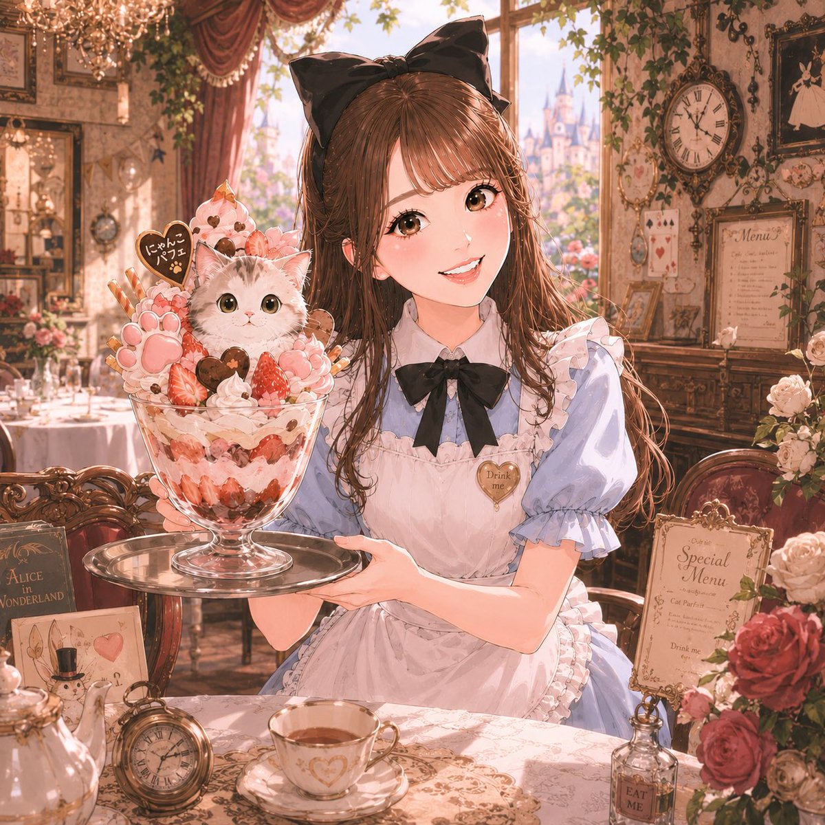 今日はパフェの日らしいので猫カフェに行ってきたヴィトンちゃんは