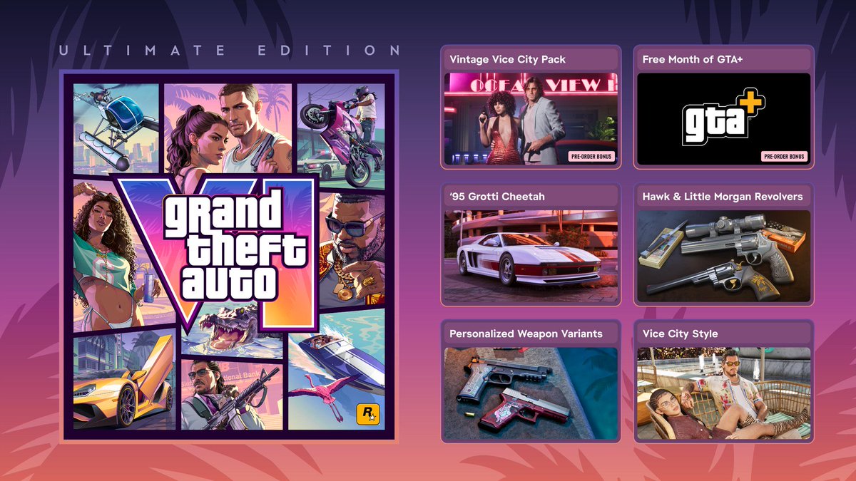 TheGTA6Zone's tweet photo. 🚨 GTA 6 Ultimate Edition Benefits in an image.

It’s a no brainer really to buy this. 🤩 https://t.co/hZ4yrQyAYO
