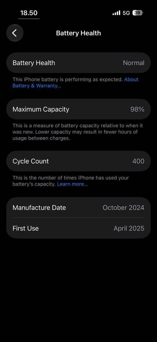 boytoast's tweet photo. Reached 400 cycle with iPhone 16 Pro! https://t.co/hCMxve2qx9