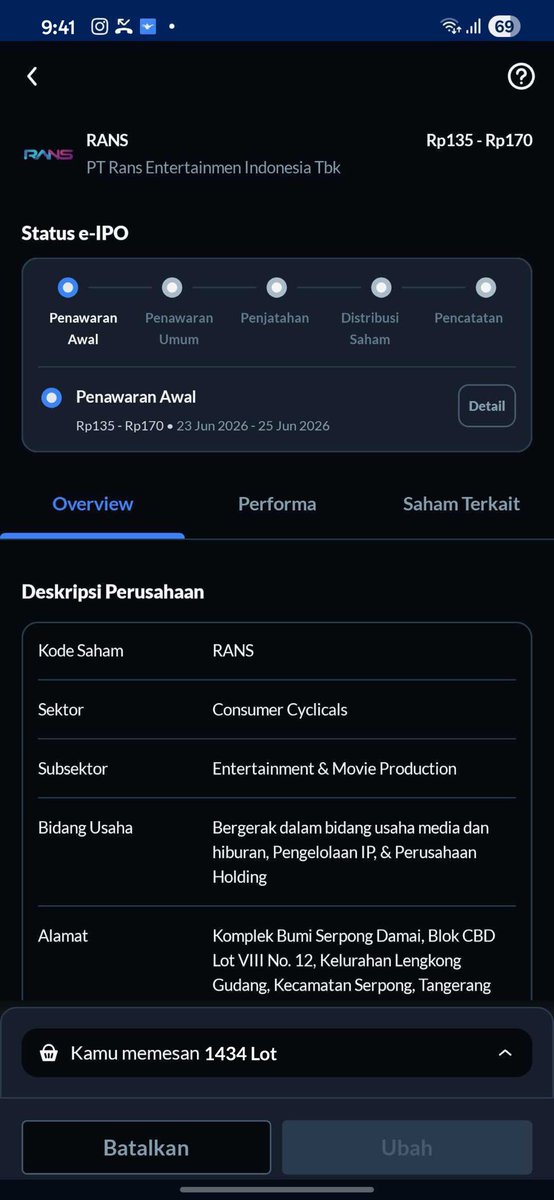 Candralia_'s tweet photo. Awalnya kupikir IPO RANS udah penuh pesertanya hahaha. Eh ternyata masih bisa masuk antrean di sini. Langsung aja aku pesan dulu, yang enak sih bayarnya belakangan kalau memang kebagian, jadi nggak buru-buru keluar dana wkwkwk. https://t.co/a8DMPrAJ1J