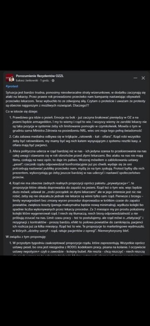 PiotrKusznieruk's tweet photo. No cóż strategia środowiska lekarskiego jest jasna. Nikt mi nie powie że dziaja w interesie pacjenta czy państwa polskiego czas wyleczyć się ze złudzeń https://t.co/sKYXJV4OBZ