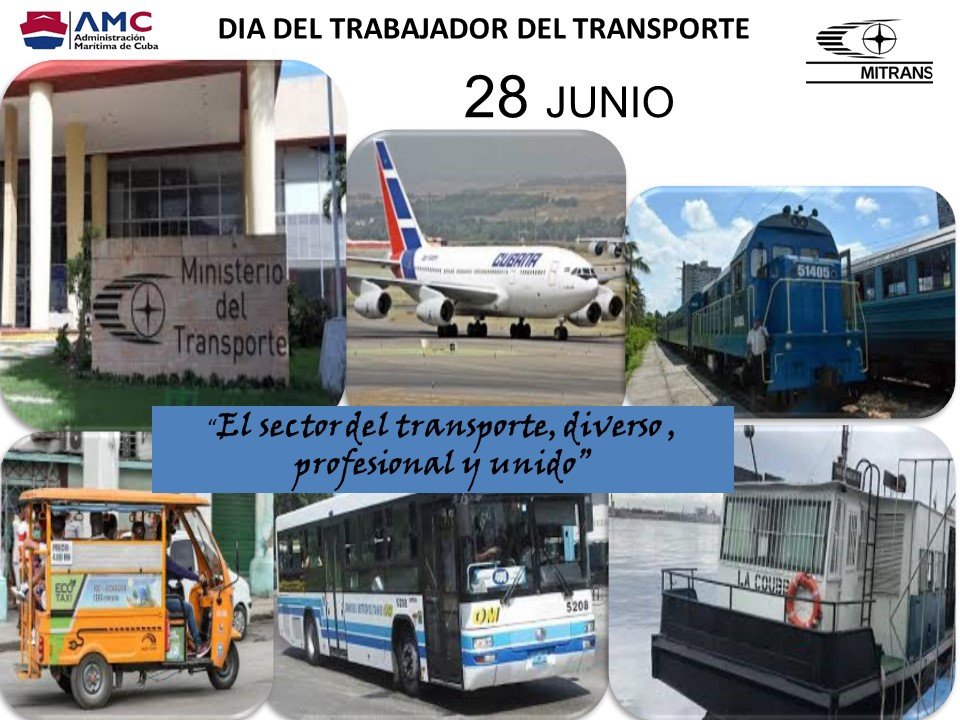 AdmaritimaC's tweet photo. La AMC felicita a todos los transportistas de Cuba , el sector del transporte diversos, profesional y unido .
#amccuba
#MITRANS https://t.co/uXaXcKSjYG