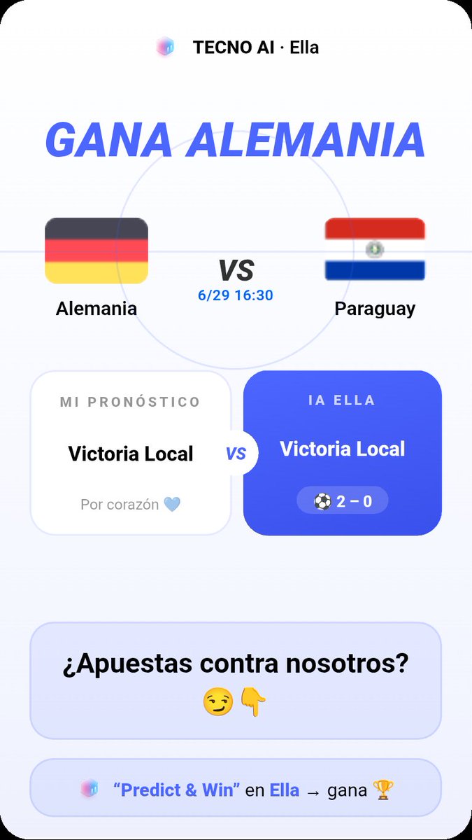 alexanderj294's tweet photo. La IA y yo coincidimos en esta. ยฟQuiรฉn se atreve a apostar contra nosotros? ๐ #TECNOAI #EllaPredictToWin https://t.co/zSJRDLMoi0