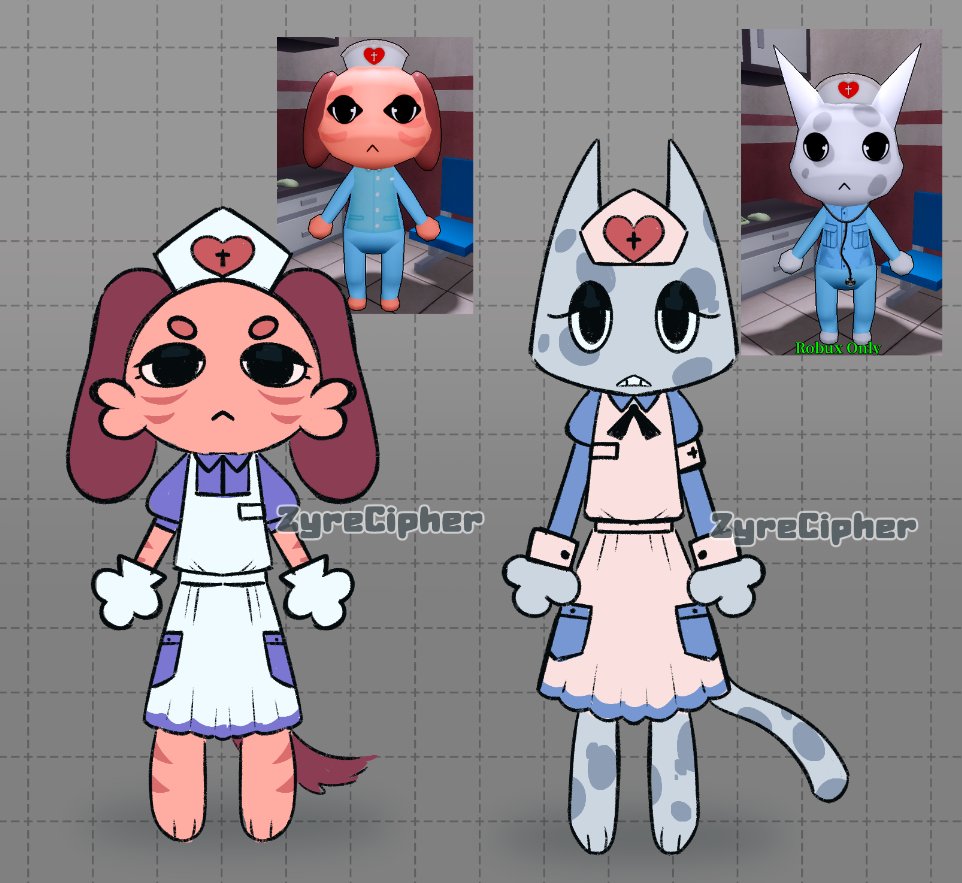 ZyreCipher's tweet photo. My take on alt outfits for the Nurse and Head Nurse 
#animalhospitalanomaly https://t.co/RT0KAKKoRk
