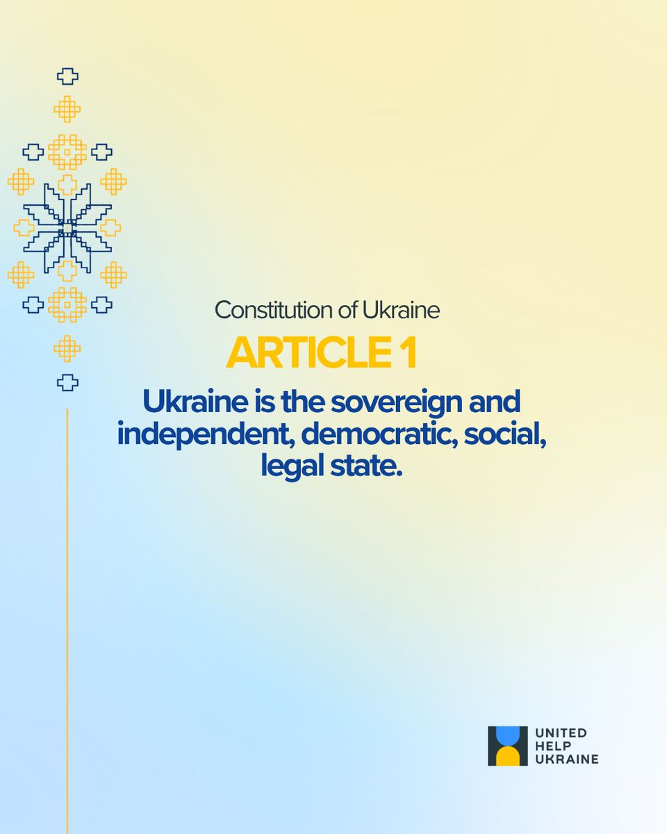 UnitedHelpUA's tweet photo. Adopted on June 28, 1996, the Constitution enshrines the rights, values, and principles that continue to guide Ukraine through its darkest and brightest moments.

As Ukrainians continue to defend their independence and democratic future, Constitution Day is a reminder that the fight for freedom is also a fight to protect the rights and values that define a nation.

On this Constitution Day, we stand with Ukraine and all those working to defend democracy, freedom, and the rule of law.

Happy Constitution Day, Ukraine. 🇺🇦 

#UnitedHelpUkraine #ConstitutionDay #Ukraine