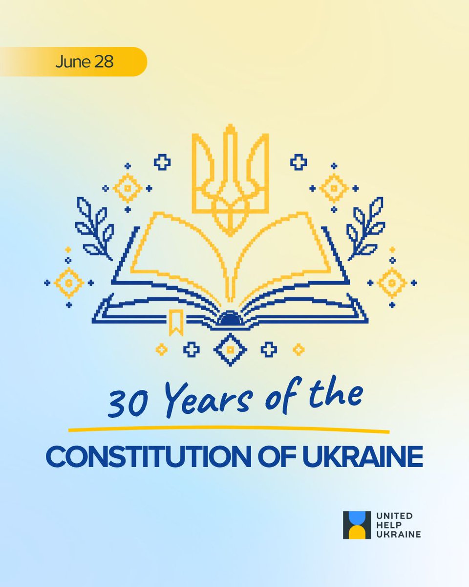 UnitedHelpUA's tweet photo. Today, we honor the Constitution of Ukraine, a symbol of Ukraine's sovereignty, democracy, and unwavering commitment to freedom. https://t.co/MUM5fmaUGB
