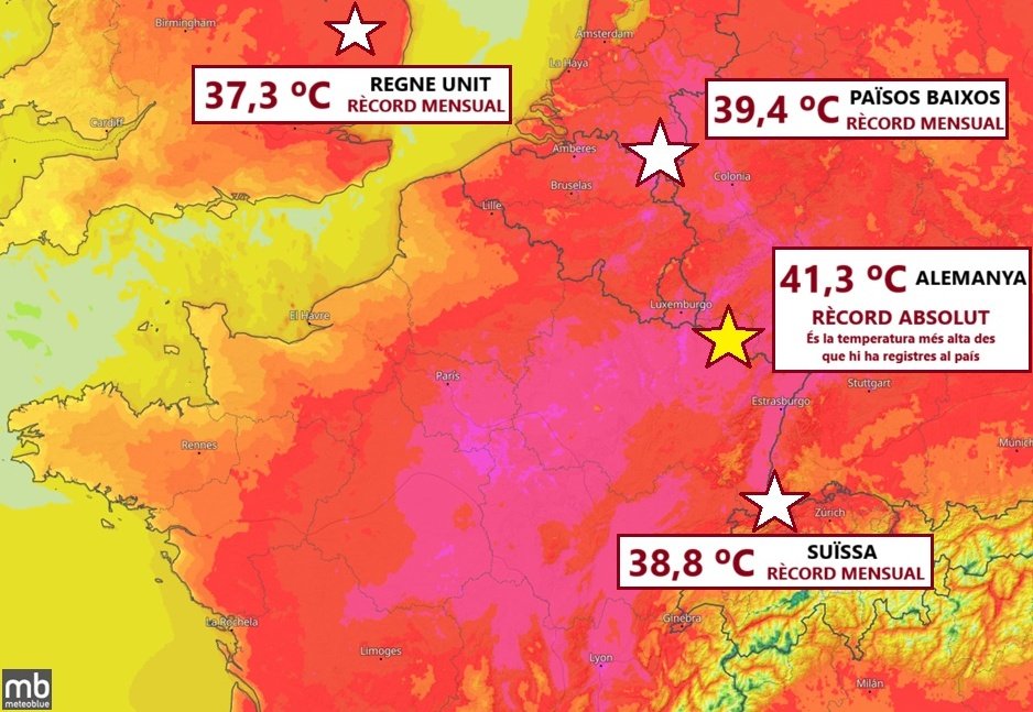 MeteoSE's tweet photo. El dato 🧐
Desde 1881 existe en Alemania
el registro meteorológico.
De 1881-2000 hubo un solo día en el que se midieron 40° o más.
En 119 años, un día.
De 2000-2025 hubo
9 días de ese tipo.
En 25 años, 9 días.
Esta semana hubo 4 días
con 40 grados.
En una semana, 4 días. https://t.co/3CZxMDwkn4