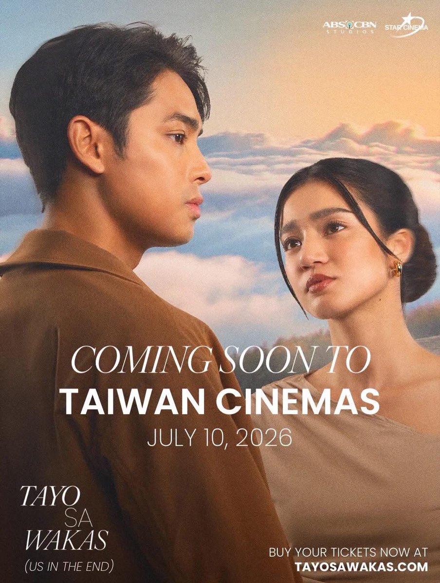ABSCBNpr's tweet photo. Tayo Sa Wakas is coming to Taiwan! ✈️☁️

Get ready to experience the Filipino box office hit starting July 10. Get your tickets now https://t.co/PXeK4HtBie and https://t.co/AzOIEkmMy0 🎟️

#TayoSaWakas— a film by Cathy Garcia-Sampana starring Donny Pangilinan and Belle Mariano. https://t.co/1oSGIsgVa5