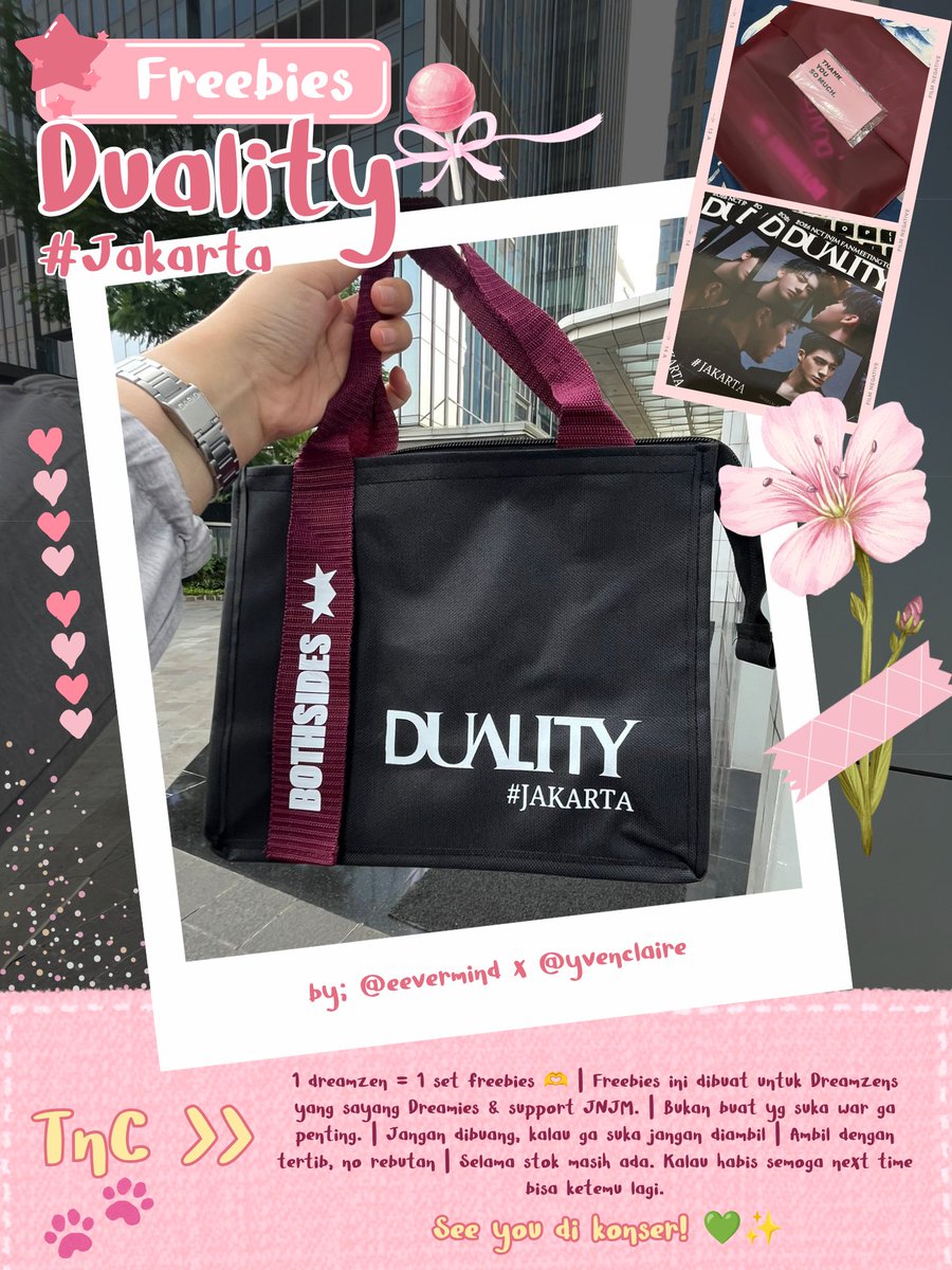 yvenclaire's tweet photo. .ᐟ freebies jnjm duality jakarta ₊˚⊹ᰔ
by; @eevermind × @yvenclaire 

• 5 juli 2026 (day 2)
• tennis indoor senayan
• details on pic

like &amp; rt are appreciated ♡
see you! https://t.co/fHXstIA9pB