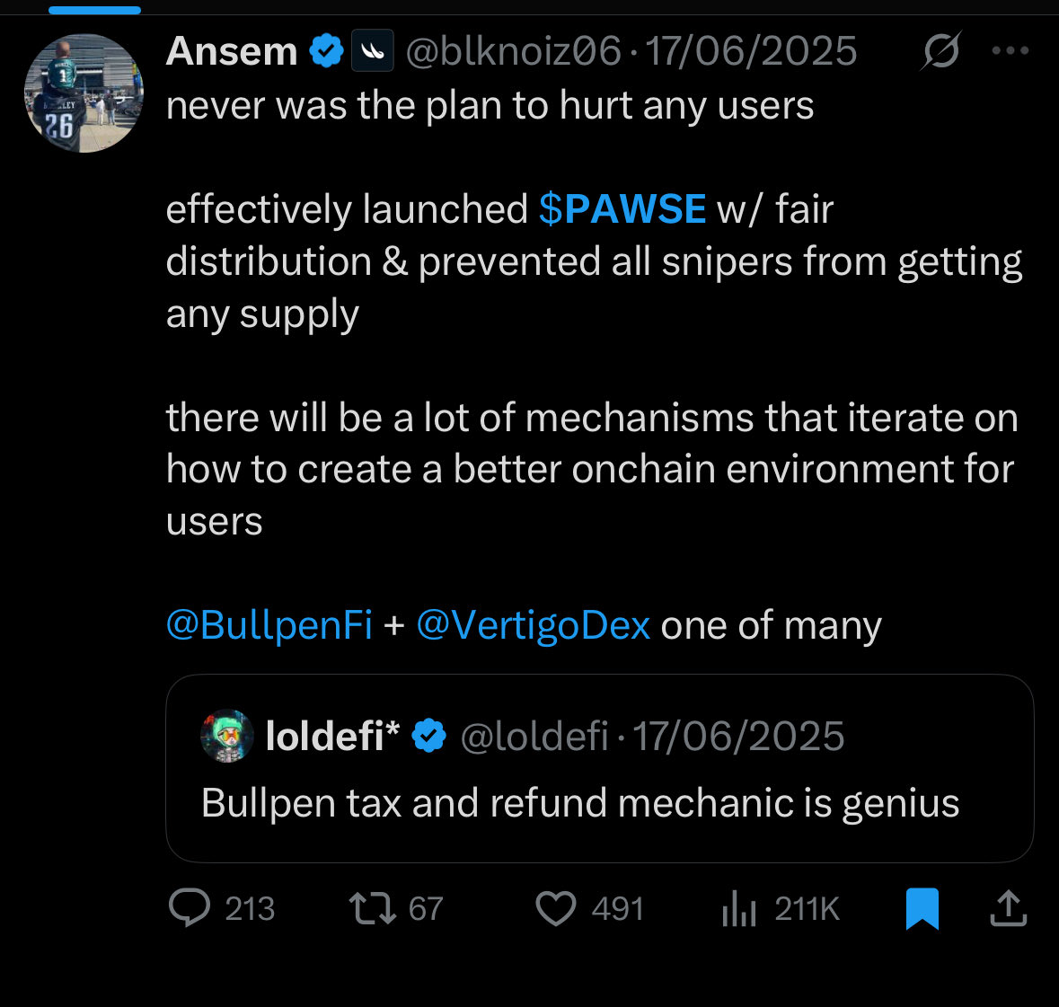 MidCurveMortal's tweet photo. The funniest part is that Ansem launched a token for his platform @BullpenFi last year.

Yes, PERSONALLY deployed.

News flash: It flat out rugged. He never mentioned it again or took liability.

But it’s okay, because some time has past, and time deletes crime, right?

$ANSEM https://t.co/Nv0C95IYWY