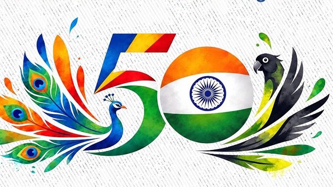 sidhant's tweet photo. Commemorative logo to mark 50 years of diplomatic ties between India, Seychelles released. https://t.co/8hnisv5o7X