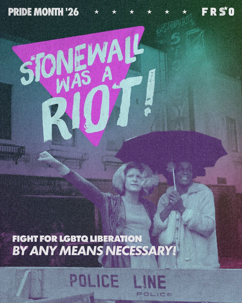 freedomroadorg's tweet photo. 57 years ago today, a police raid on the Stonewall Inn in New York City set off one of the most famous uprisings of the last century, igniting the broader LGBTQ movement in the U.S. for decades to come.

In an era where reactionaries are trying their hardest to turn back the clock on the gains made by the LGBTQ movement, we should remember that those gains were only made possible in the first place by militant struggle. The path forward for preserving and expanding queer rights is not to cower in the face of these attacks and hope they'll blow over, it's to carry on the spirit of Stonewall and FIGHT BACK against anti-LGBTQ oppression.

We will not be quiet, Stonewall was a riot!