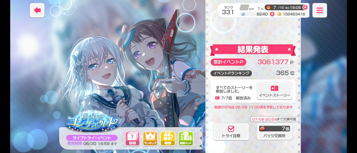 vananagi's tweet photo. イベ乙でした！
#ガルパ https://t.co/oPOsUrpYTS