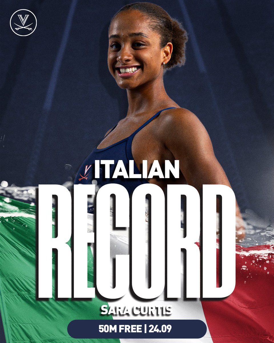 UVASwimDive's tweet photo. 🇮🇹 𝐈𝐓𝐀𝐋𝐈𝐀𝐍 𝐑𝐄𝐂𝐎𝐑𝐃 🇮🇹
Sara Curtis with her FOURTH Italian record this week, breaking her own mark in the 50m Free with a 24.09 #GoHoos https://t.co/nMwisFmr1U