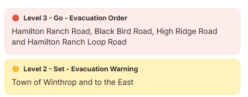 Wa_fire_watch's tweet photo. #HamiltonFire All air support is on scene currently. Evacuations remain in effect. Hopefully this helps stop the fire as it was burning HOT per heat detections on Caltopo Map (Not fire perimeter, just heat detection). Wind gusts of ~30 MPH, air quality in Winthrop over 150. #wawx https://t.co/vayxjfcU57