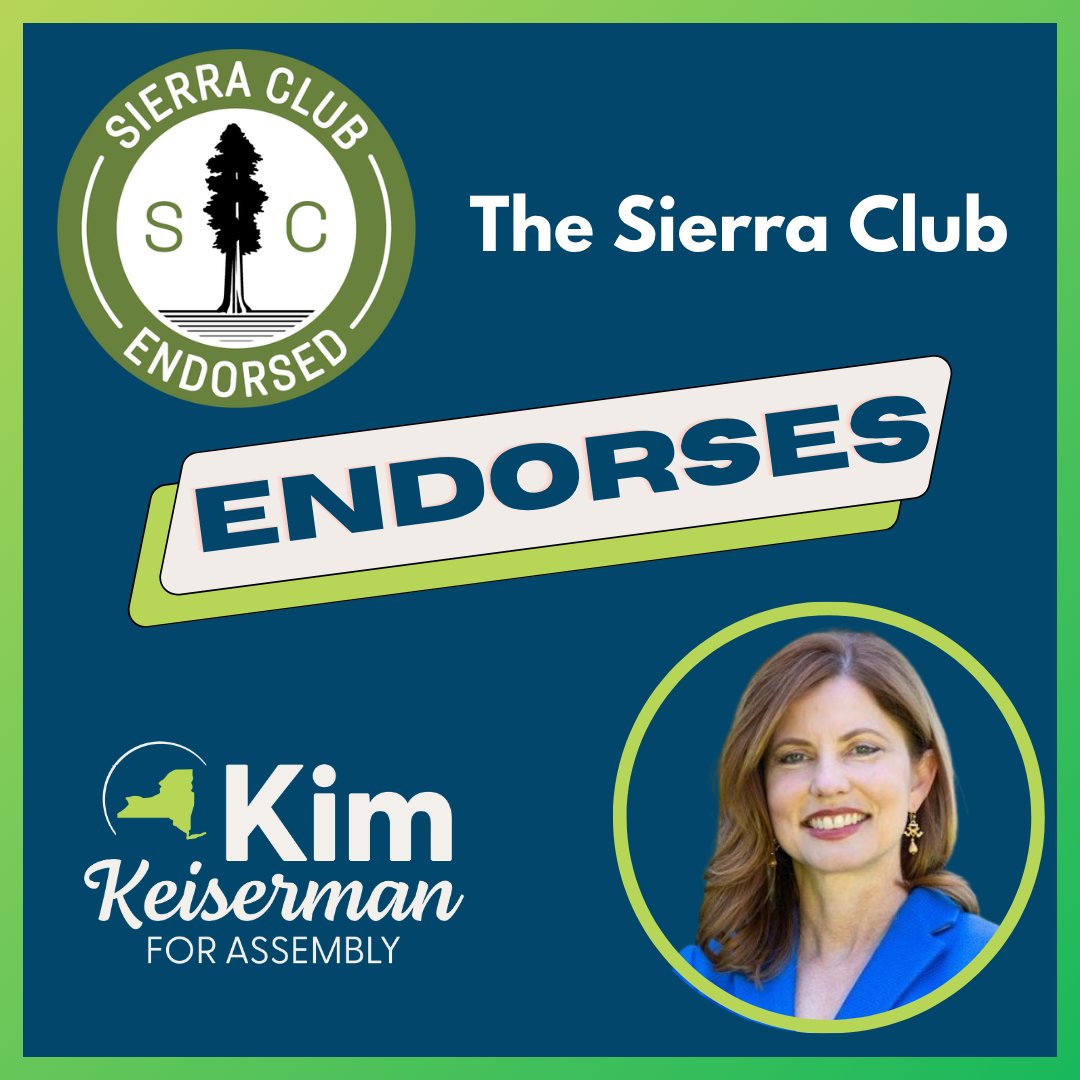 kimkeiserman's tweet photo. Thank you to the Sierra Club for endorsing my Assembly campaign! 

As a longtime champion for environmental protection, ecological stewardship, and climate action, I’m proud to have the support of an organization with such a distinguished record of advocacy for our planet.

Together, we can help create a greener, more sustainable future for Long Island.