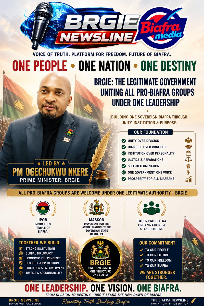 1biafra's tweet photo. BREAKING
BRGIE led by PM Nkere offers open arms to splinter groups. https://t.co/IeCcZFjK25