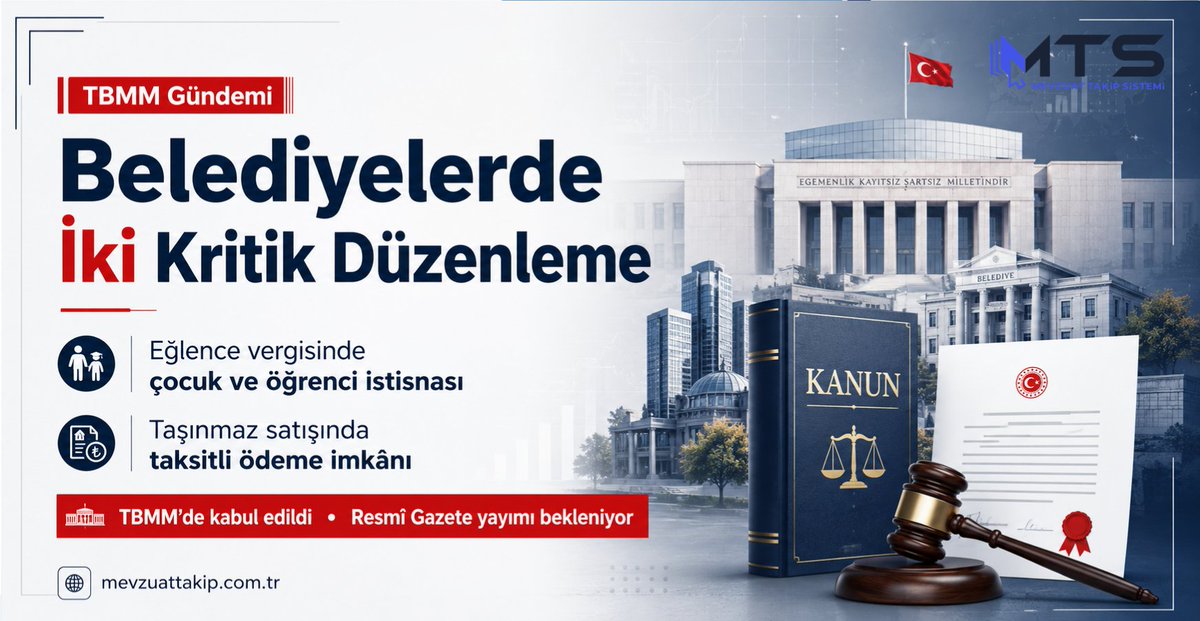 MevzuatTakipTR's tweet photo. DEĞERLENDİRME | TBMM Gündemi

Belediyelerde Eğlence Vergisi ve Taşınmaz Satışlarında Yeni Dönem

https://t.co/mzskllQcRe https://t.co/sfKuW3or50