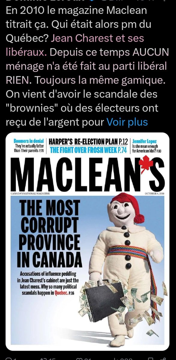 d1laroche's tweet photo. Combien de fois tu vas revenir avec ça ?! T'as rien de récent genre de 2017 à 2026? Le #fédéral c'est de la corruption #systémique ! Même dans la couverture de #MACLEAN'S ! https://t.co/Q4tbD2UUtv