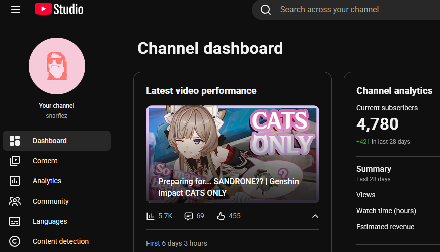 snarflez's tweet photo. Got tired of yt making unnecessary UI changes so I'm making my own with stylus. Idk why sites are obsessed with making dark mode just as high-contrast as light mode, but it's been killing my eyes 😭 Might still tweak it a little but goddamn. Pics are Before - After https://t.co/Za5yvjKmWS
