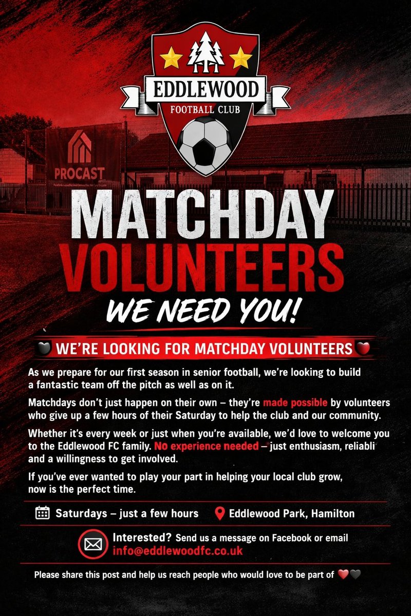 EFC1stTeam's tweet photo. 🚨 VOLUNTEERS WANTED🚨 https://t.co/OBUjIpK4Ky