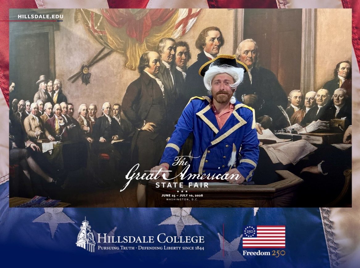 KevinPosobiec's tweet photo. When in the course of human events...

Time to re-sign the Declaration y'all

Stop by and see Hillsdale College at the Great American State Fair! 🇺🇸

@HumanEvents @humaneventslive @Hillsdale https://t.co/iJWyRyUWQi