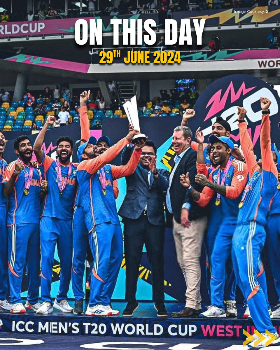 100MasterBlastr's tweet photo. #OTD in 2024, the long wait finally ended as #TeamIndia stayed completely unbeaten throughout the tournament, conquering the ultimate final hurdle by 7 runs to bring the T20 World Cup trophy back home! 🌟🏆

[On This Day, T20 World Cup, Team India, Champions, Final] https://t.co/Inbug3LQMt