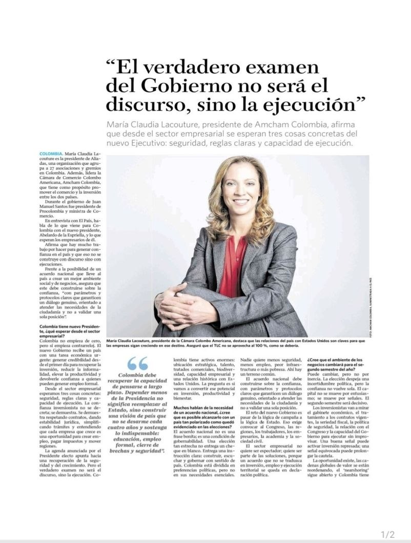 mclacouture's tweet photo. #Colombia no empieza de cero, pero sí empieza contra reloj. El nuevo gobierno recibe un país con una tarea económica urgente: generar credibilidad desde el primer día para recuperar la inversión, reducir la informalidad, elevar la productividad y devolverle confianza a quienes pueden generar empleo formal.
Les comparto mi #entrevista en @elpaiscali @AmChamCol 
➡️https://t.co/CfGFHrCJIZ